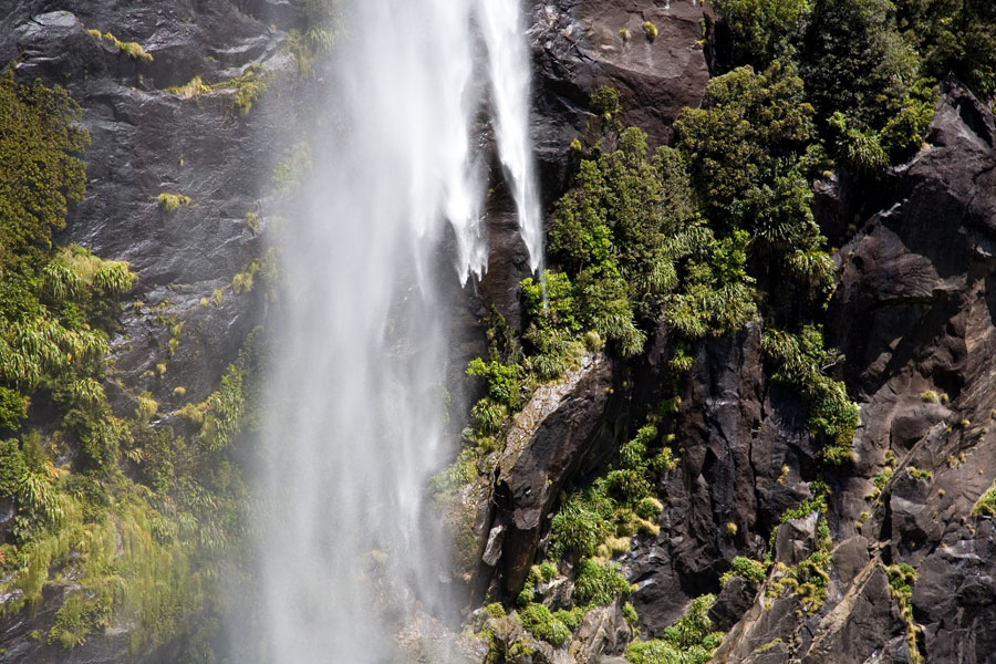 Water falling, Milford Sound