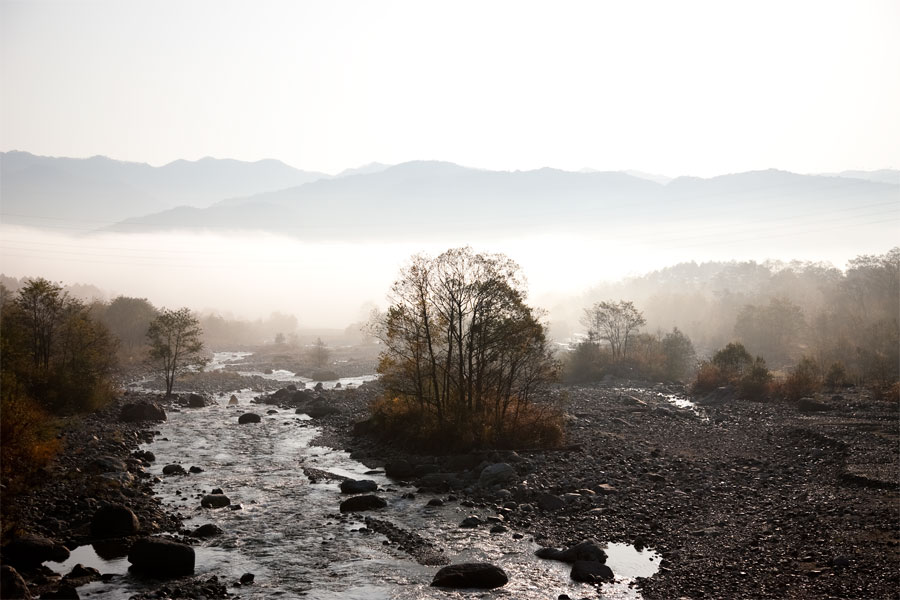 Morning mist, Hakuba, Japan