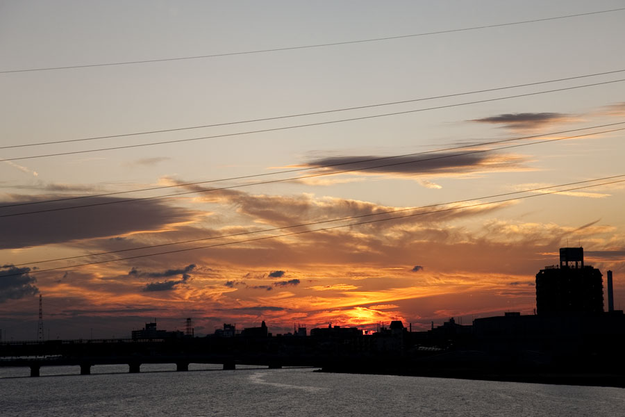 Sunset - leaving Osaka, Japan