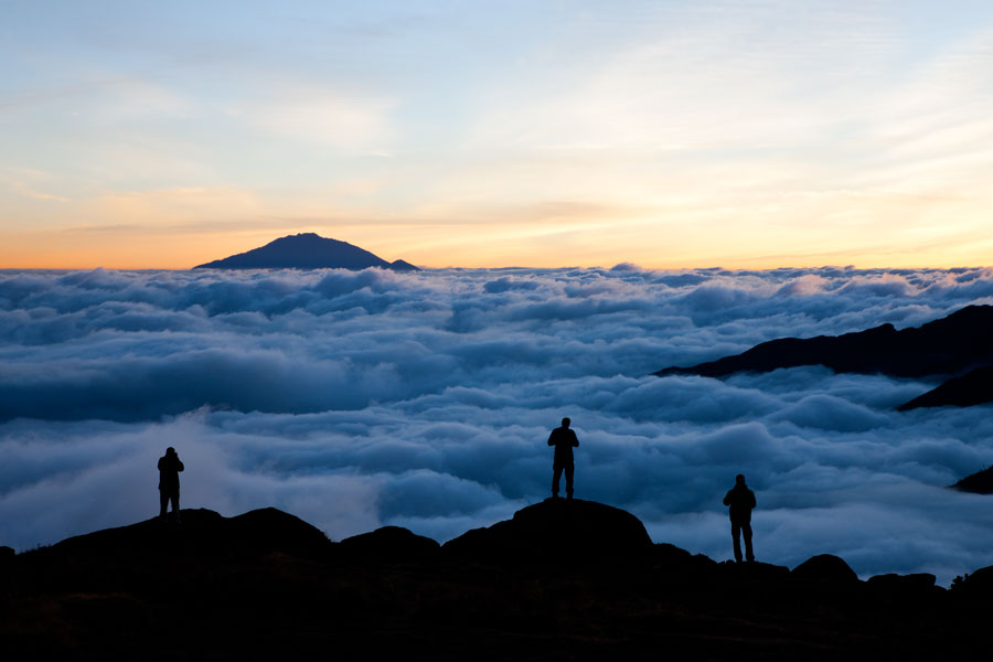 Sunset over Mount Meru - Climbing Kilimanjaro